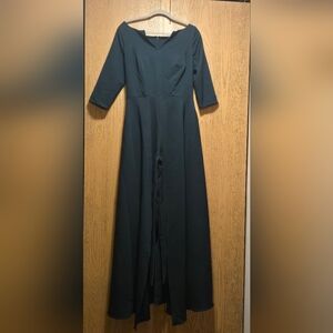 Elegant Forest Green Dress Jumpsuit | Formal Evening Gown Style